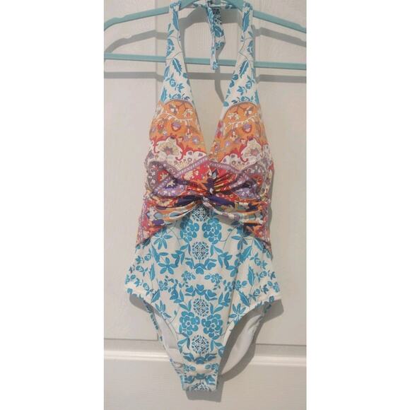 Johnny Was Ellyo Twist One Piece Floral Swimsuit Boho ~Beach Womens Small - Picture 1 of 6